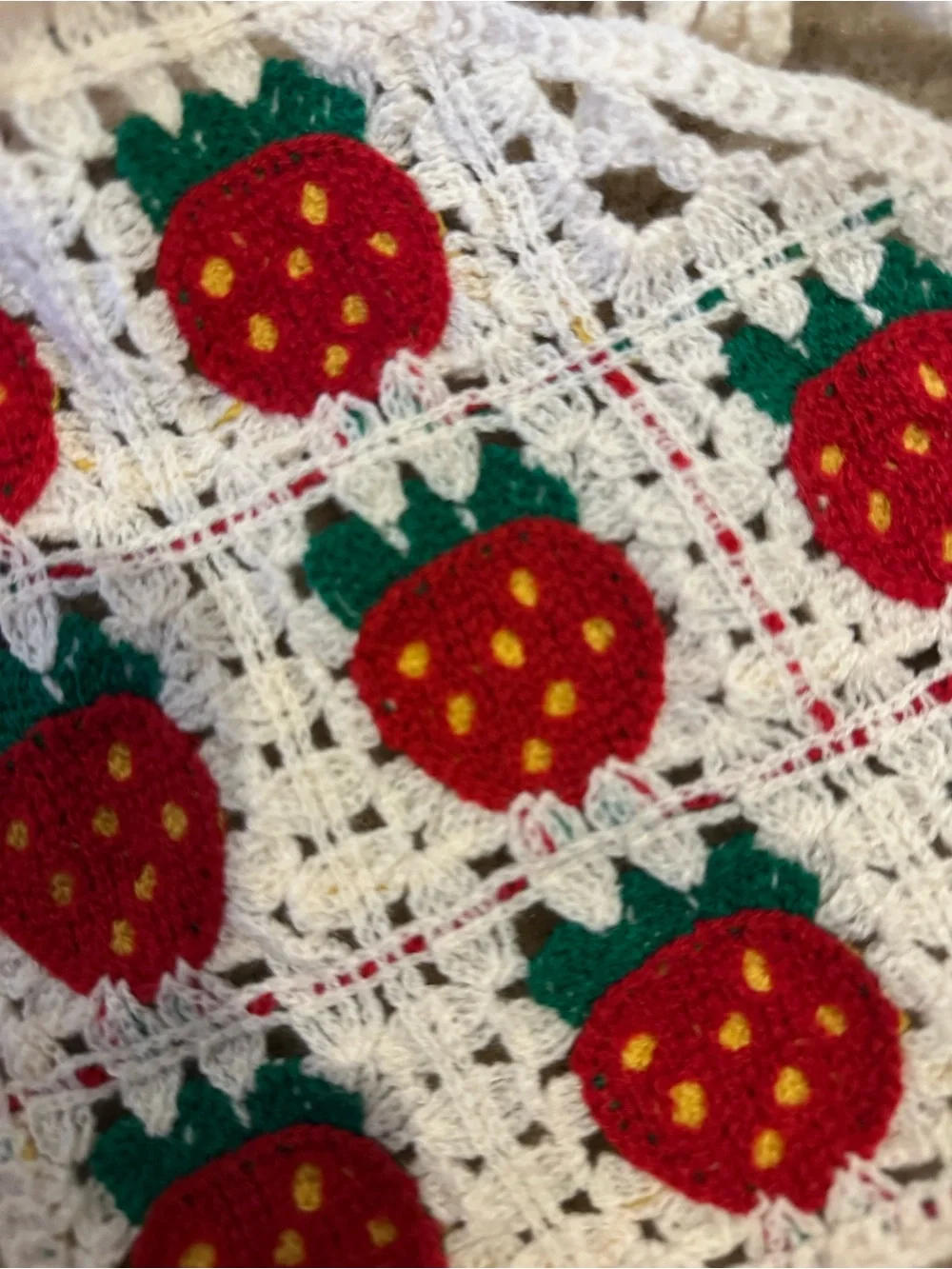 Hand Crocheted Strawberry Head Wrap Boho Bandana Cottagecore
